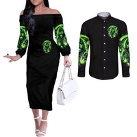 Flame Reaper Skull Couples Matching Off The Shoulder Long Sleeve Dress and Long Sleeve Button Shirt Stop Asking Why I'm An Asshole I Don't Ask Why You So Stupid
