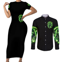Flame Reaper Skull Couples Matching Short Sleeve Bodycon Dress and Long Sleeve Button Shirt Stop Asking Why I'm An Asshole I Don't Ask Why You So Stupid - Wonder Print Shop