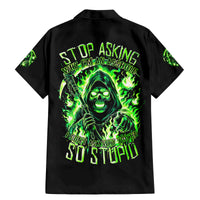 Flame Reaper Skull Family Matching Mermaid Dress and Hawaiian Shirt Stop Asking Why I'm An Asshole I Don't Ask Why You So Stupid - Wonder Print Shop