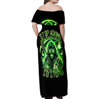Flame Reaper Skull Family Matching Off Shoulder Maxi Dress and Hawaiian Shirt Stop Asking Why I'm An Asshole I Don't Ask Why You So Stupid - Wonder Print Shop