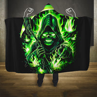 Flame Reaper Skull Hooded Blanket Stop Asking Why I'm An Asshole I Don't Ask Why You So Stupid