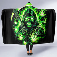 Flame Reaper Skull Hooded Blanket Stop Asking Why I'm An Asshole I Don't Ask Why You So Stupid