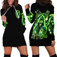 Flame Reaper Skull Hoodie Dress Stop Asking Why I'm An Asshole I Don't Ask Why You So Stupid - Wonder Print Shop