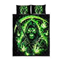 Flame Reaper Skull Quilt Bed Set Stop Asking Why I'm An Asshole I Don't Ask Why You So Stupid - Wonder Print Shop