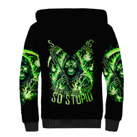 Flame Reaper Skull Sherpa Hoodie Stop Asking Why I'm An Asshole I Don't Ask Why You So Stupid - Wonder Print Shop