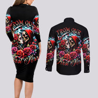 Couple Skull Couples Matching Long Sleeve Bodycon Dress and Long Sleeve Button Shirt From Our Firse Kiss - Wonder Print Shop