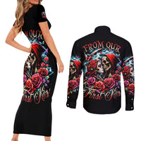 Couple Skull Couples Matching Short Sleeve Bodycon Dress and Long Sleeve Button Shirt From Our Firse Kiss - Wonder Print Shop
