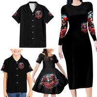 Couple Skull Family Matching Long Sleeve Bodycon Dress and Hawaiian Shirt From Our Firse Kiss - Wonder Print Shop