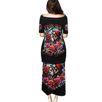 Couple Skull Family Matching Puletasi and Hawaiian Shirt From Our Firse Kiss - Wonder Print Shop