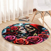 Couple Skull Round Carpet From Our Firse Kiss