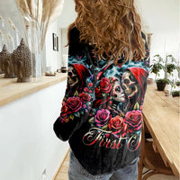 Couple Skull Women Casual Shirt From Our Firse Kiss - Wonder Print Shop