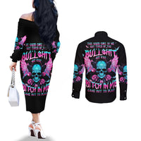 Fairy Skull Couples Matching Off The Shoulder Long Sleeve Dress and Long Sleeve Button Shirt The Good Girl In Me Got Tired Of The Bullshit