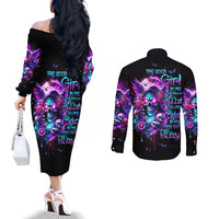 Fairy Skull Couples Matching Off The Shoulder Long Sleeve Dress and Long Sleeve Button Shirt The Good Girl In Me Got Tired Of The Bullshit