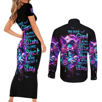 Fairy Skull Couples Matching Short Sleeve Bodycon Dress and Long Sleeve Button Shirt The Good Girl In Me Got Tired Of The Bullshit - Wonder Print Shop
