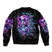 Fairy Skull Sleeve Zip Bomber Jacket The Good Girl In Me Got Tired Of The Bullshit - Wonder Print Shop