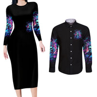 Queen Skull Couples Matching Long Sleeve Bodycon Dress and Long Sleeve Button Shirt Bitch I'm The Fucking Queen - Wonder Print Shop