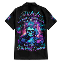 Queen Skull Family Matching Short Sleeve Bodycon Dress and Hawaiian Shirt Bitch I'm The Fucking Queen - Wonder Print Shop