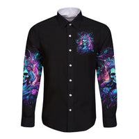 Queen Skull Long Sleeve Button Shirt Bitch I'm The Fucking Queen - Wonder Print Shop