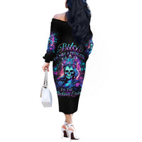 Queen Skull Off The Shoulder Long Sleeve Dress Bitch I'm The Fucking Queen - Wonder Print Shop