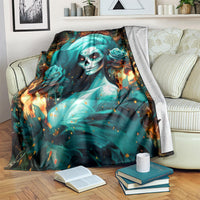 Flame Girl Skull Blanket Assuming I Was Like Most Girls Was Your First Mistake