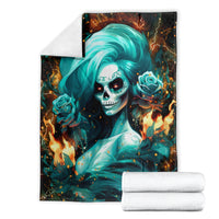 Flame Girl Skull Blanket Assuming I Was Like Most Girls Was Your First Mistake