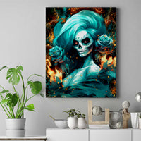 Flame Girl Skull Canvas Wall Art Assuming I Was Like Most Girls Was Your First Mistake - Wonder Print Shop