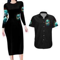 Flame Girl Skull Couples Matching Long Sleeve Bodycon Dress and Hawaiian Shirt Assuming I Was Like Most Girls Was Your First Mistake - Wonder Print Shop