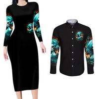 Flame Girl Skull Couples Matching Long Sleeve Bodycon Dress and Long Sleeve Button Shirt Assuming I Was Like Most Girls Was Your First Mistake - Wonder Print Shop