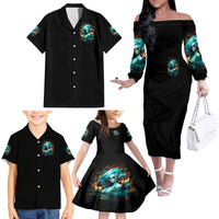 Flame Girl Skull Family Matching Off Shoulder Long Sleeve Dress and Hawaiian Shirt Assuming I Was Like Most Girls Was Your First Mistake - Wonder Print Shop