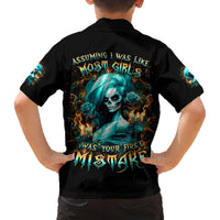 Flame Girl Skull Family Matching Off Shoulder Maxi Dress and Hawaiian Shirt Assuming I Was Like Most Girls Was Your First Mistake - Wonder Print Shop