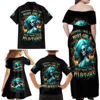 Flame Girl Skull Family Matching Off Shoulder Maxi Dress and Hawaiian Shirt Assuming I Was Like Most Girls Was Your First Mistake - Wonder Print Shop