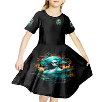 Flame Girl Skull Kid Short Sleeve Dress Assuming I Was Like Most Girls Was Your First Mistake - Wonder Print Shop