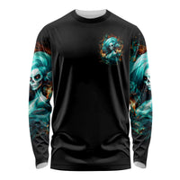 Flame Girl Skull Long Sleeve Shirt Assuming I Was Like Most Girls Was Your First Mistake - Wonder Print Shop