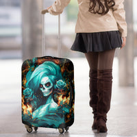 Flame Girl Skull Luggage Cover Assuming I Was Like Most Girls Was Your First Mistake - Wonder Print Shop