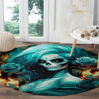Flame Girl Skull Round Carpet Assuming I Was Like Most Girls Was Your First Mistake