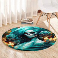 Flame Girl Skull Round Carpet Assuming I Was Like Most Girls Was Your First Mistake