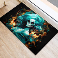 Flame Girl Skull Rubber Doormat Assuming I Was Like Most Girls Was Your First Mistake - Wonder Print Shop