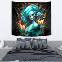 Flame Girl Skull Tapestry Assuming I Was Like Most Girls Was Your First Mistake - Wonder Print Shop