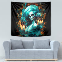 Flame Girl Skull Tapestry Assuming I Was Like Most Girls Was Your First Mistake - Wonder Print Shop