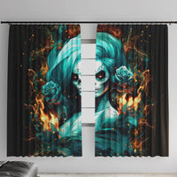 Flame Girl Skull Window Curtain Assuming I Was Like Most Girls Was Your First Mistake - Wonder Print Shop