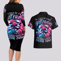Couple Skull Couples Matching Long Sleeve Bodycon Dress and Hawaiian Shirt I Could Be Your Best Friend Or Your Worst Fucking Enemy - Wonder Print Shop