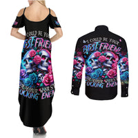 Couple Skull Couples Matching Summer Maxi Dress and Long Sleeve Button Shirt I Could Be Your Best Friend Or Your Worst Fucking Enemy - Wonder Print Shop