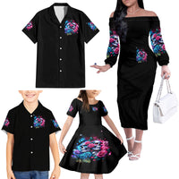 Couple Skull Family Matching Off Shoulder Long Sleeve Dress and Hawaiian Shirt I Could Be Your Best Friend Or Your Worst Fucking Enemy - Wonder Print Shop