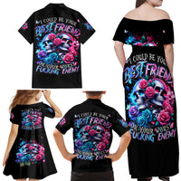 Couple Skull Family Matching Off Shoulder Maxi Dress and Hawaiian Shirt I Could Be Your Best Friend Or Your Worst Fucking Enemy - Wonder Print Shop