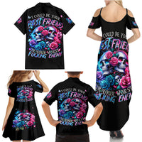 Couple Skull Family Matching Summer Maxi Dress and Hawaiian Shirt I Could Be Your Best Friend Or Your Worst Fucking Enemy - Wonder Print Shop