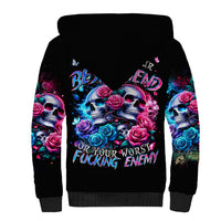 Couple Skull Sherpa Hoodie I Could Be Your Best Friend Or Your Worst Fucking Enemy - Wonder Print Shop