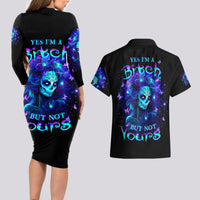 Skull Girl Couples Matching Long Sleeve Bodycon Dress and Hawaiian Shirt Yes I'm A Bitch But Not Yours - Wonder Print Shop