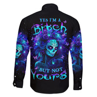 Skull Girl Family Matching Off Shoulder Short Dress and Hawaiian Shirt Yes I'm A Bitch But Not Yours - Wonder Print Shop