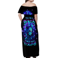 Skull Girl Off Shoulder Maxi Dress Yes I'm A Bitch But Not Yours - Wonder Print Shop