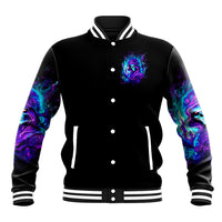 Flame Girl Skull Baseball Jacket The Good Girl In Me Got Tired Of The Bullshit - Wonder Print Shop